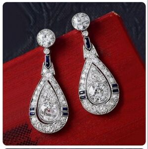 New cz silver Post dangle earrings